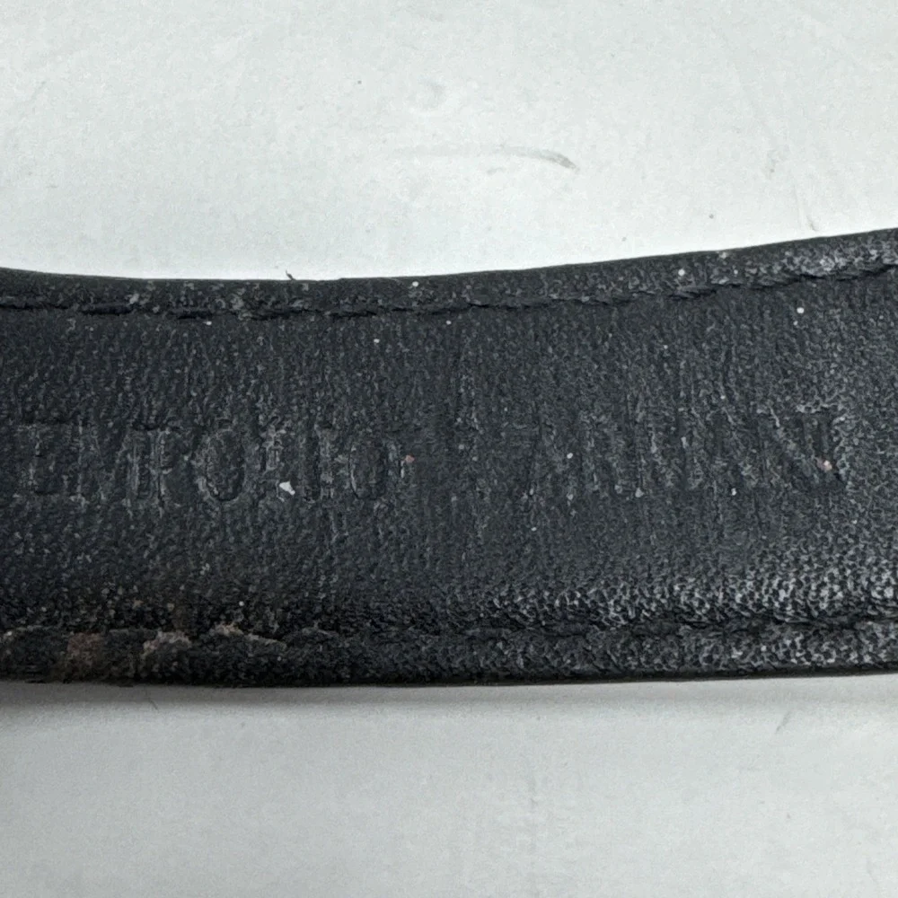 Emporio Armani Black Leather‎ Band Mens Watch AR6015 Needs Battery